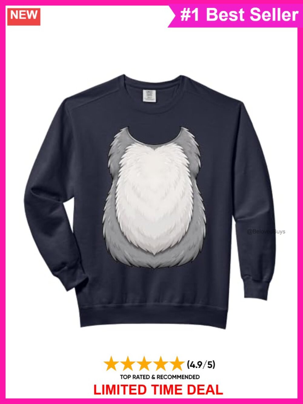 Cotton Blend Relaxed Fit Crew Neck Animal Print Sweatshirt